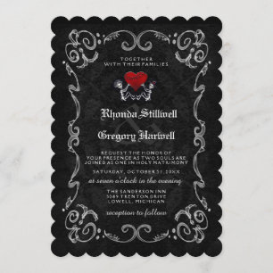 Halloween Skeletons "TOGETHER WITH" & RECEPTION Invitation