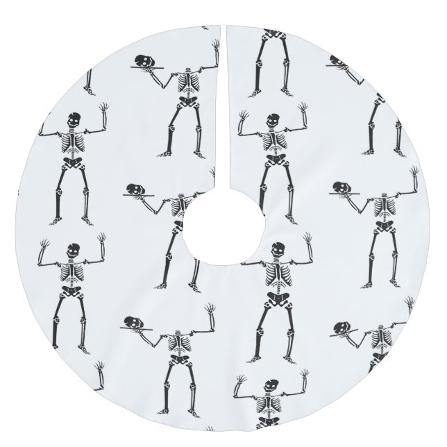 Halloween Skeletons, Trick Or Treat, Boo Brushed Polyester Tree Skirt (Front)
