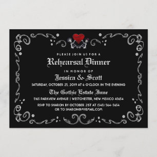 Halloween Skeletons Wedding Rehearsal Invitation