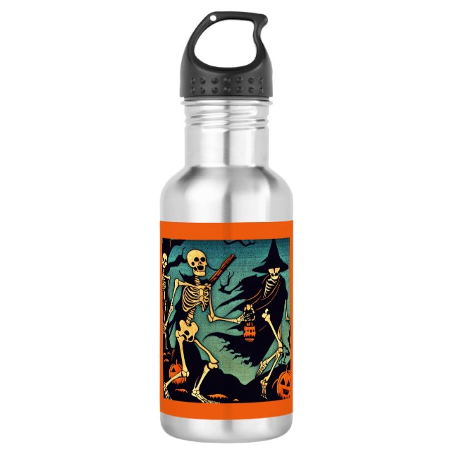 Halloween - Skeletons Woodcut 2 532 Ml Water Bottle (Front)