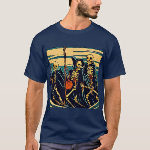 Halloween - Skeletons Woodcut 3 T-Shirt