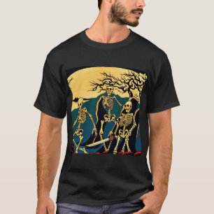 Halloween - Skeletons Woodcut 4 T-Shirt