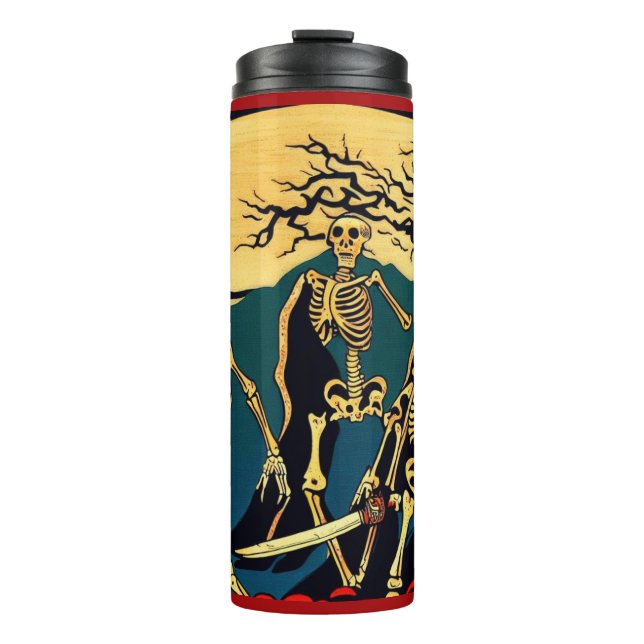 Halloween - Skeletons Woodcut 4 Thermal Tumbler (Front)