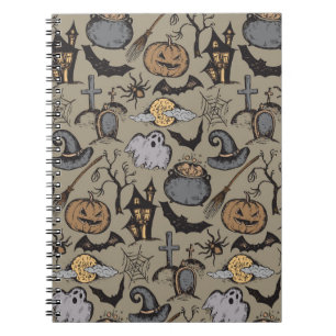 Halloween Sketch: Vintage Seamless Notebook