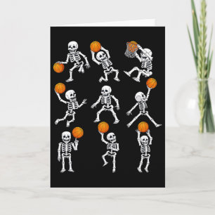 Halloween Sketll Skeletons Dunking Dribble Boys Ki Card