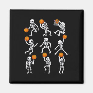 Halloween Sketll Skeletons Dunking Dribble Boys Ki Magnet