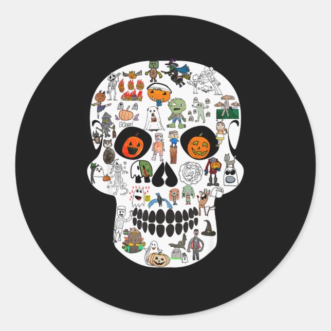 Halloween Skull 2025  Classic Round Sticker (Front)