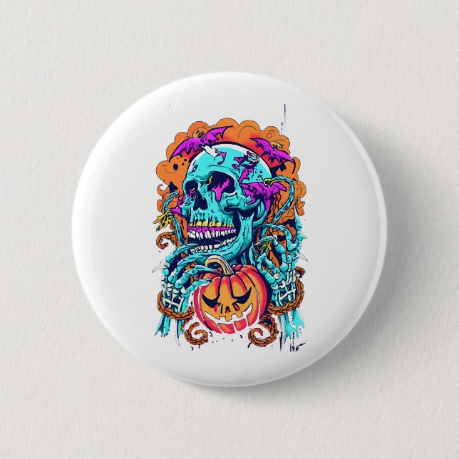 Halloween Skull   6 Cm Round Badge (Front)