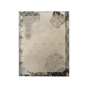 Halloween Skull and Black Hydrangea Flower Notepad