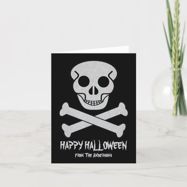 Halloween Skull and Bones Greeting Card (Front)