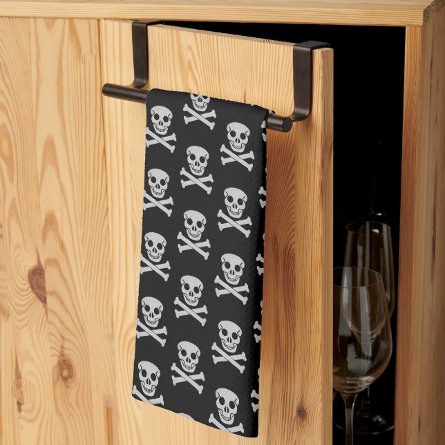 Halloween Skull and Bones Kitchen Towels (Thirds Fold)