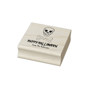 Halloween Skull and Bones Rubber Stamp