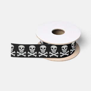 Halloween Skull and Bones Satin Ribbon