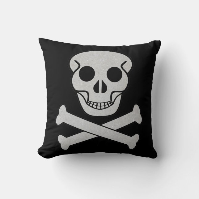 Halloween Skull and Bones Throw Pillow (Front)