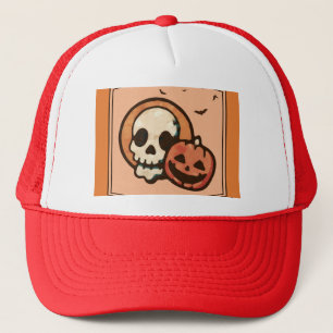Halloween Skull and Jack O Lantern Trucker Hat