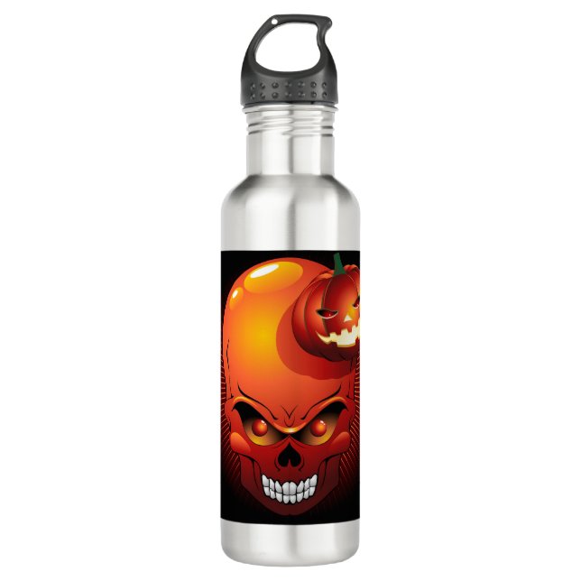 Halloween Skull and Pumpkin   710 Ml Water Bottle (Front)