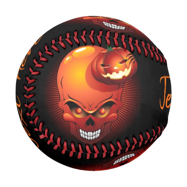 Halloween Skull and Pumpkin Baseball (Front Left)