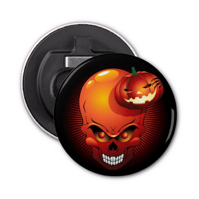 Halloween Skull and Pumpkin   Bottle Opener (Front)