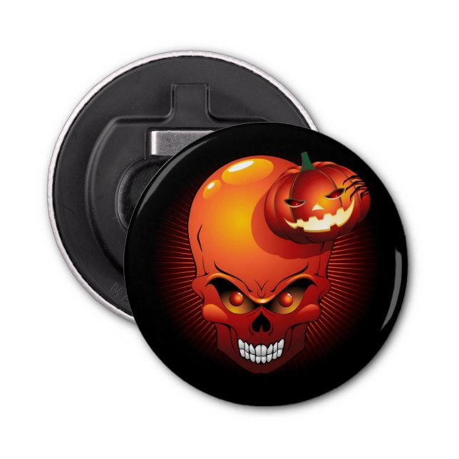 Halloween Skull and Pumpkin   Bottle Opener (Front)
