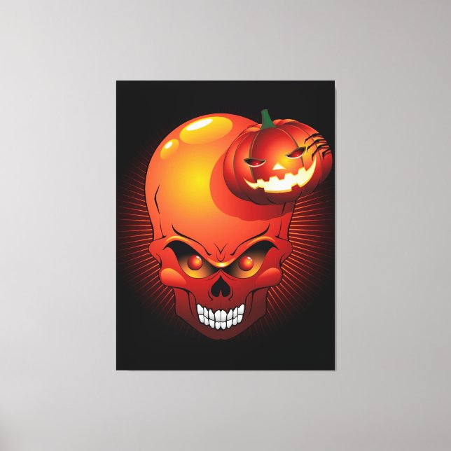 Halloween Skull and Pumpkin   Canvas Print (Front)