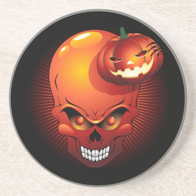 Halloween Skull and Pumpkin    Coaster (Front)