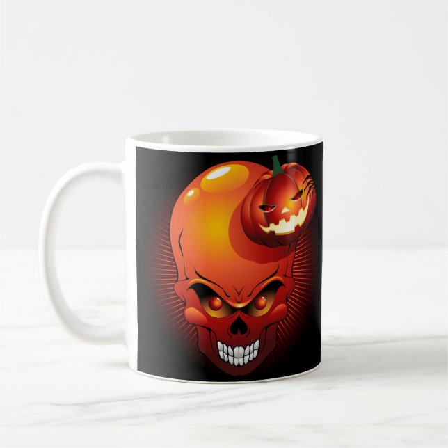 Halloween Skull and Pumpkin      Coffee Mug (Left)