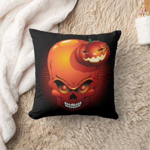 Halloween Skull and Pumpkin   Cushion