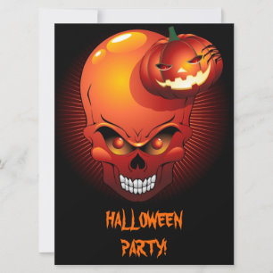 Halloween Skull and Pumpkin Invitation
