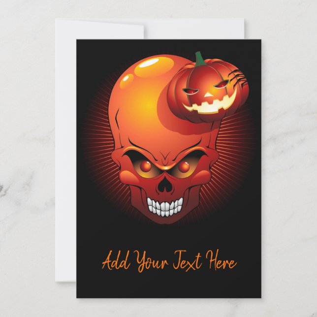 Halloween Skull and Pumpkin Invitation (Front)