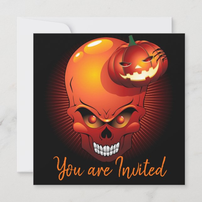 Halloween Skull and Pumpkin   Invitation (Front)
