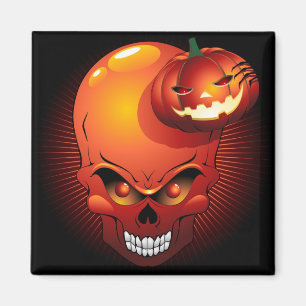 Halloween Skull and Pumpkin Magnet