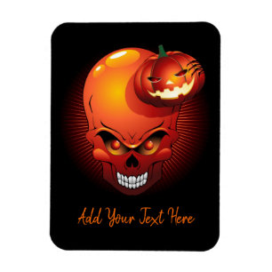 Halloween Skull and Pumpkin  Magnet