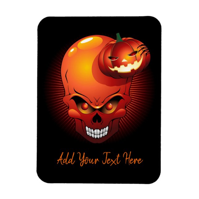 Halloween Skull and Pumpkin  Magnet (Vertical)