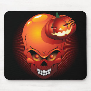 Halloween Skull and Pumpkin Mousepad