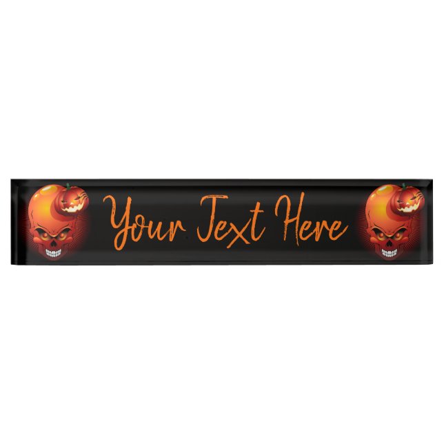 Halloween Skull and Pumpkin   Nameplate (Front)