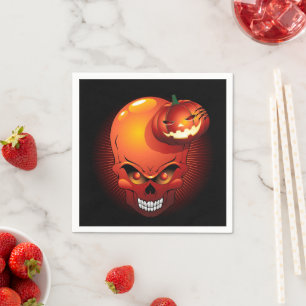 Halloween Skull and Pumpkin   Napkin