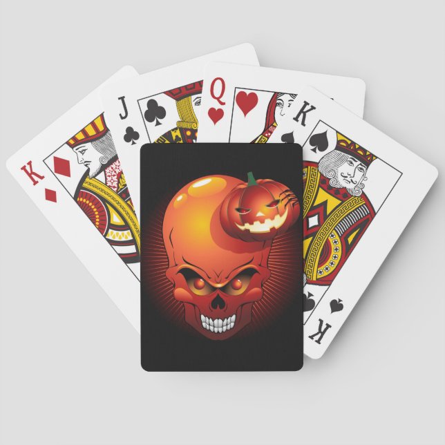 Halloween Skull and Pumpkin   Playing Cards (Back)