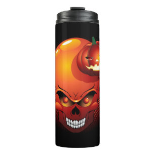 Halloween Skull and Pumpkin   Thermal Tumbler