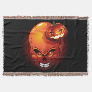Halloween Skull and Pumpkin Throw Blanket