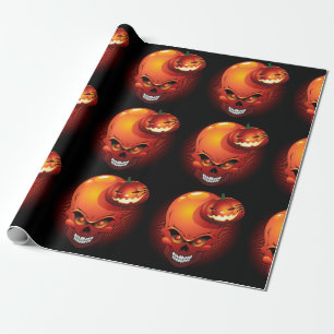 Halloween Skull and Pumpkin   Wrapping Paper