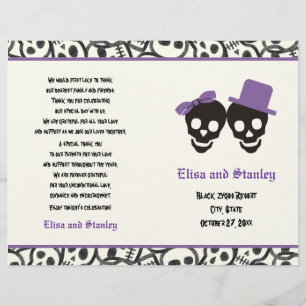 Halloween skull black and purple wedding program