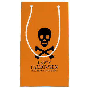 Halloween skull black orange custom treat small gift bag
