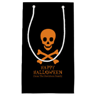 Halloween skull black orange custom treat small gift bag