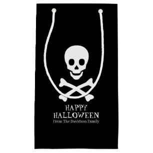 Halloween skull black white custom treat small gift bag