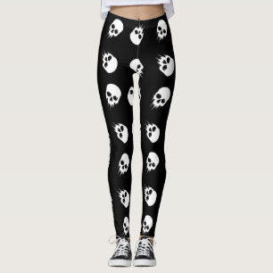 halloween skull black white skeleton leggings