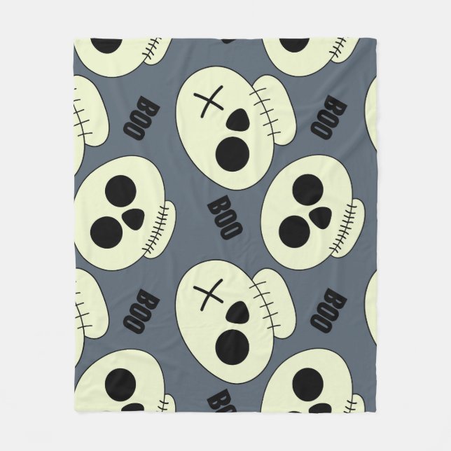 Halloween Skull, Boo Childish Design. Fleece Blanket (Front)