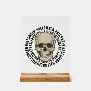 Halloween Skull Circle Vintage Engraving Design_1 Acrylic Sign
