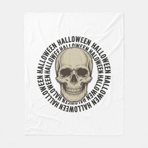Halloween Skull Circle Vintage Engraving Design_1 Fleece Blanket