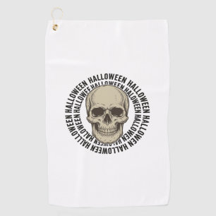 Halloween Skull Circle Vintage Engraving Design_1 Golf Towel