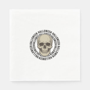 Halloween Skull Circle Vintage Engraving Design_1 Napkin
